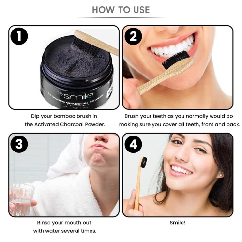 mysmile Activated Charcoal Powder with Bamboo Toothbrush 